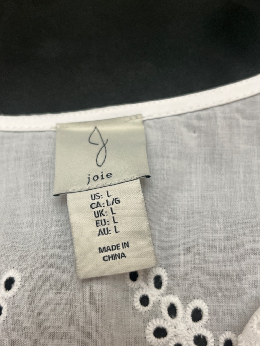 NWOT Joie White Cotton, Drawstring Waist Top. So Cute! Sz. Lg. - Picture 8 of 10